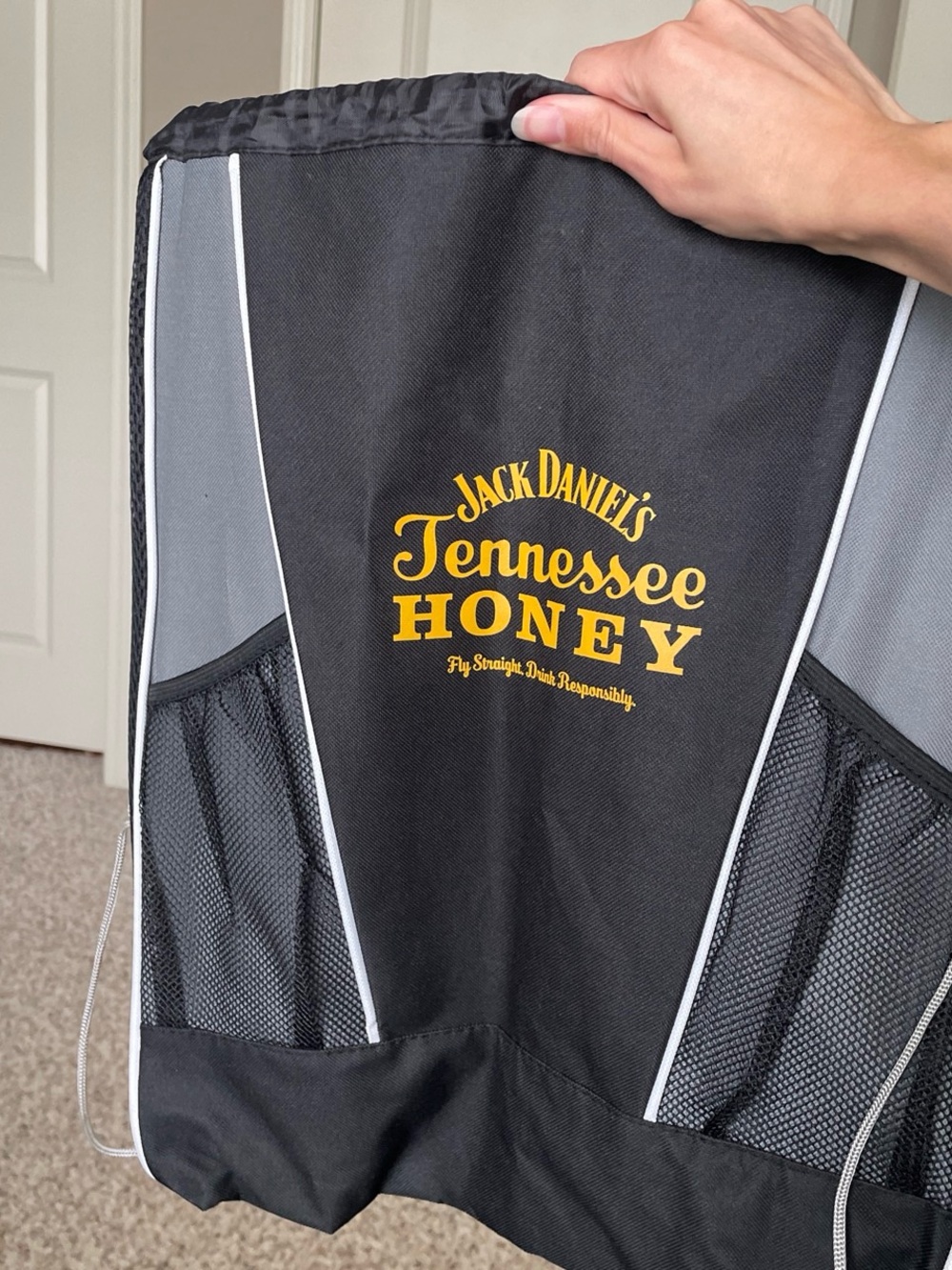 Jack Daniel's Tennessee Honey Black Drawstring Backpack